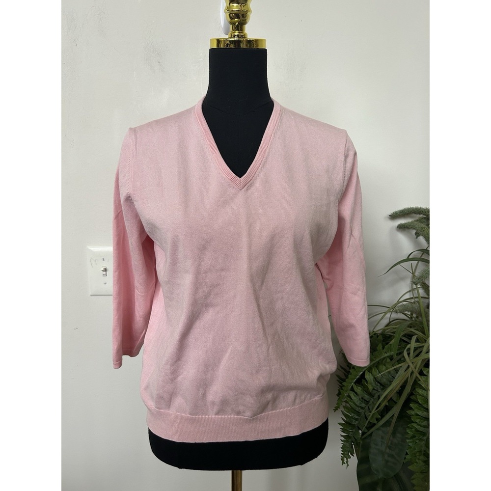 Brooks Brothers Sweater XL Silk Blend Pink V-Neck Pullover Preppy Ivy League - Picture 2 of 6